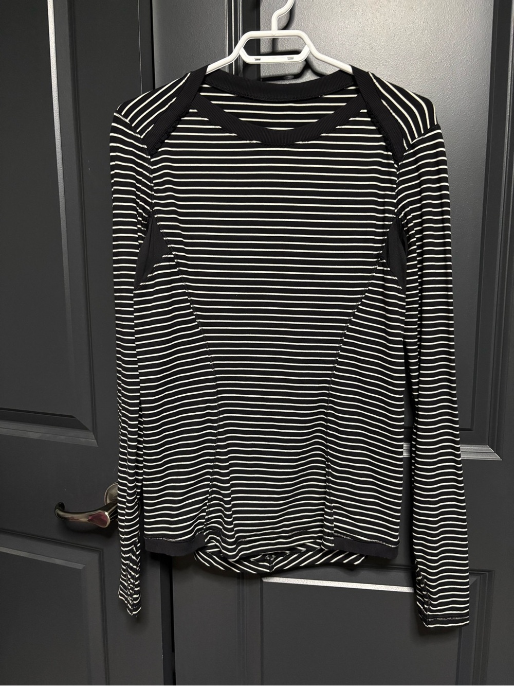 lululemon athletica Black and White Striped Long-Sleeve Top
